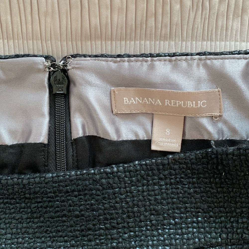 BANANA REPUBLIC Women’s‎ Skirt Black Pebble Textured Leather-Look Sheen Lined 8 - Picture 3 of 15